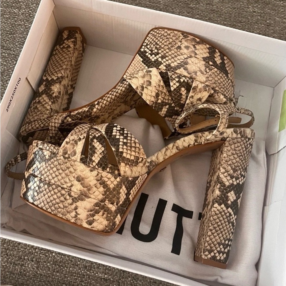 SCHUTZ Snake Print Platform Sandals